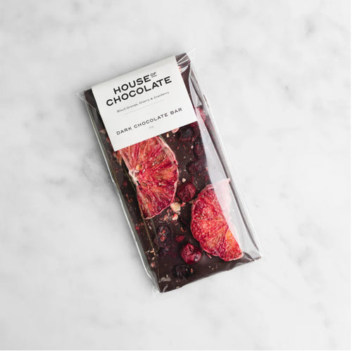 House of Chocolate -  Blood Orange, Cherry & Cranberry Dark Chocolate Bar