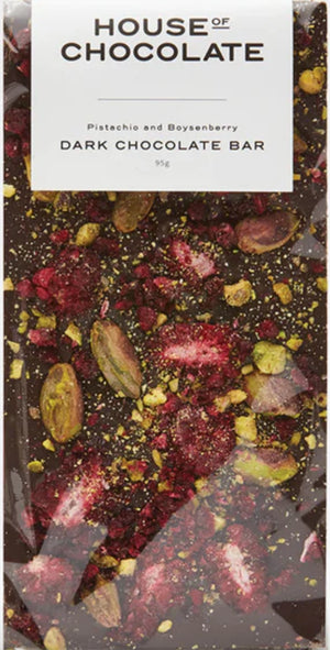 House of Chocolate - Pistachio & Boysenberry Dark Chocolate Bar
