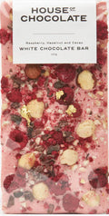 House of Chocolate -  Freeze Dried Raspberry, Hazelnut & Cacao Nib White Chocolate Bar